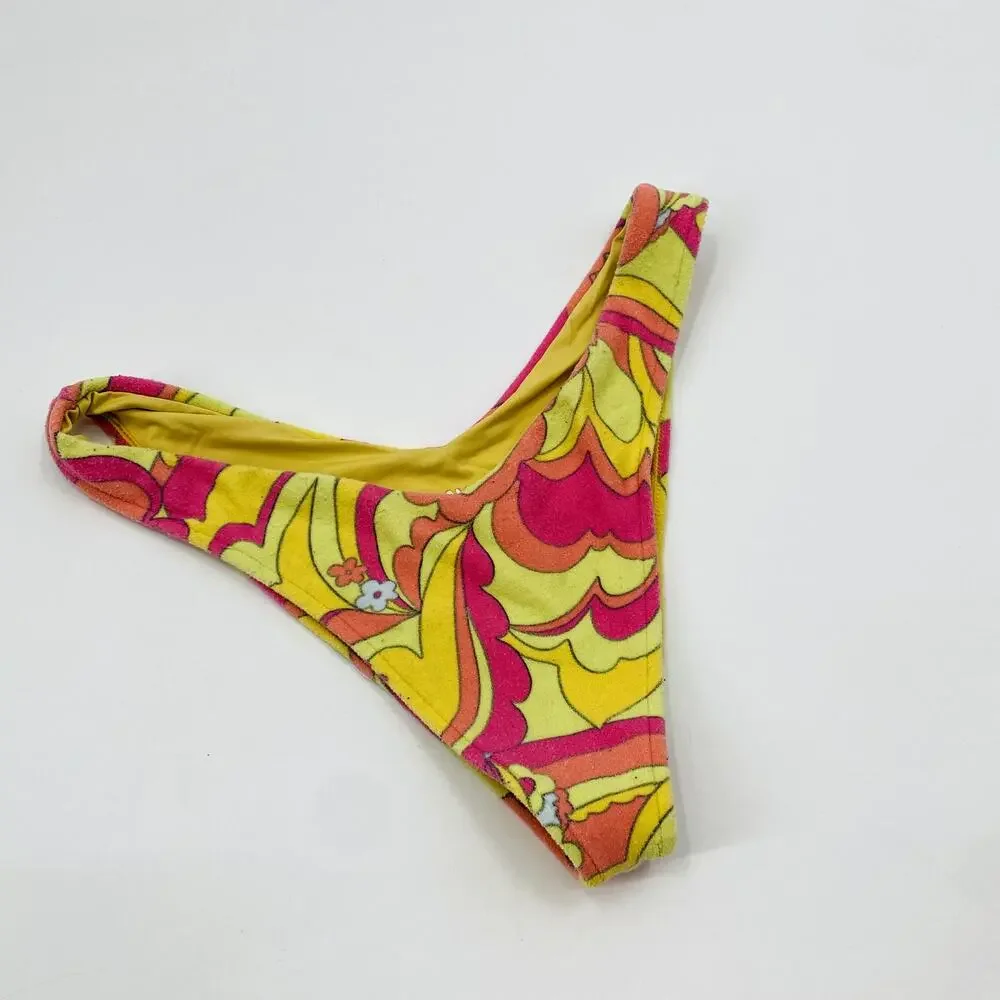 Frankie's Bikinis Maggie Terry Bikini Bottoms in peace terry